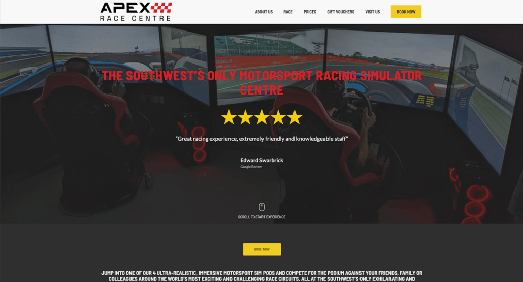 Apex Race Centre - AR Web Design | Pay Monthly WordPress Websites